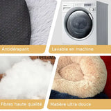 Lit en peluche pour chat, lavable en machine, antidérapant et rempli de fibres de haute qualité pour un confort optimal.